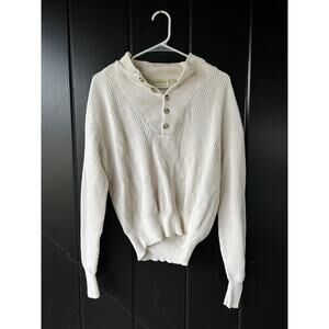 St. John’s Bay Cream Cotton Henley Sweater Women’s Small Vintage USA Made
